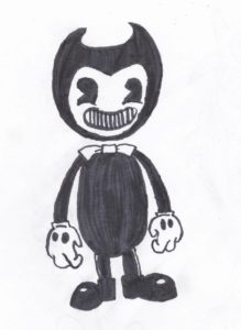 A FanArt drawing of the Ink Demon Bendy, from the video-game Bendy and the Ink Machine.