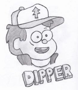 A drawing of Dipper Pines, the main character of the Disney show Gravity Falls.