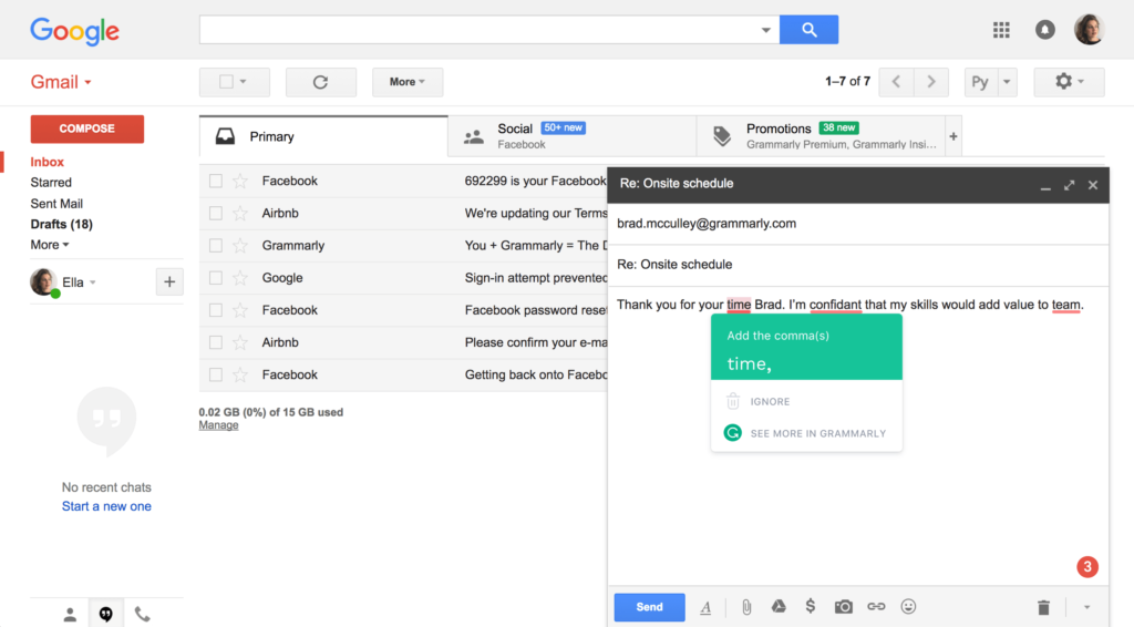The Grammarly browser extension can help you write better emails and other documents.