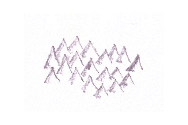 The second step when drawing mountains for maps is to draw their shadows.