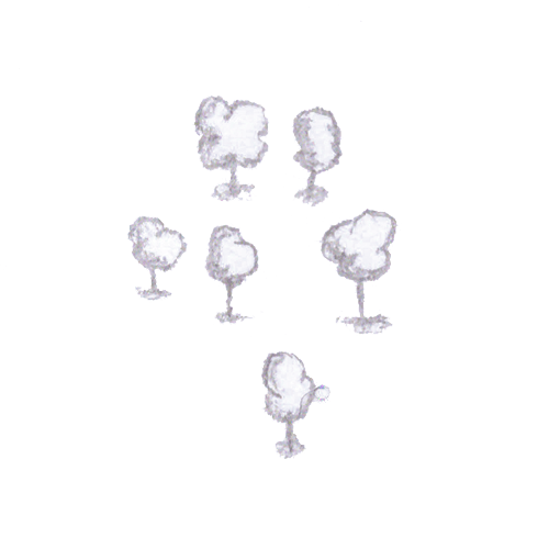 A few of the bubbly trees with shadows.