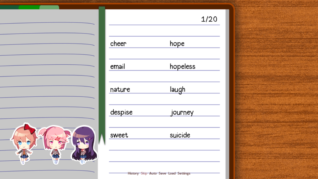 You can write your own poems in Doki Doki Literature Club. This is a screenshot of the minigame.