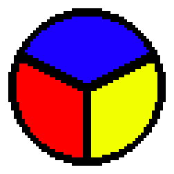A color wheel of the three primary colors.