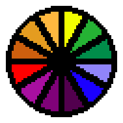 A tertiary color wheel, which contains 12 colors.