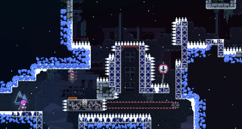 One of the levels from the 2d platformer video game Celeste.