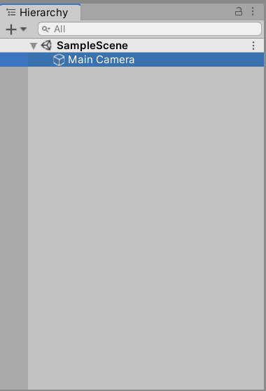 A screenshot of Unity's hierarchy, along with the Main Camera object selected.